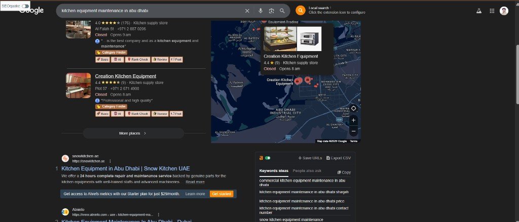 SnowKitchen UAE ranked #1 on Google